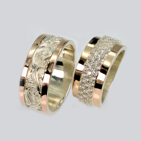 Пара обручок зі срібла та золота