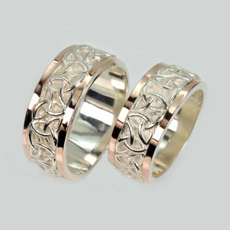 Пара срібних обручок з пластинами золота
