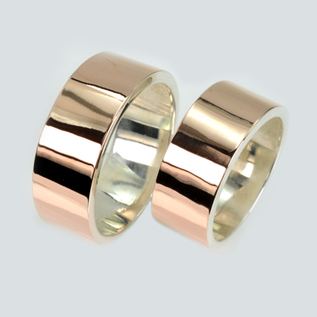 Пара срібних обручок з пластинами золота