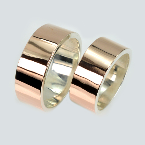 Обручка срібло з золотом