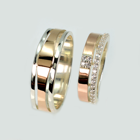 Пара срібних обручок з пластинами золота