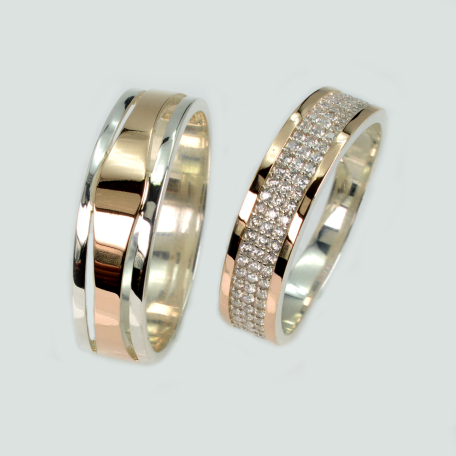 Пара срібних обручок з пластинами золота