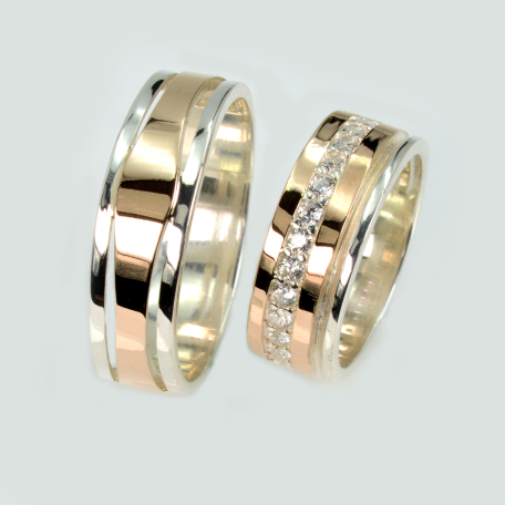 Пара срібних обручок з пластинами золота