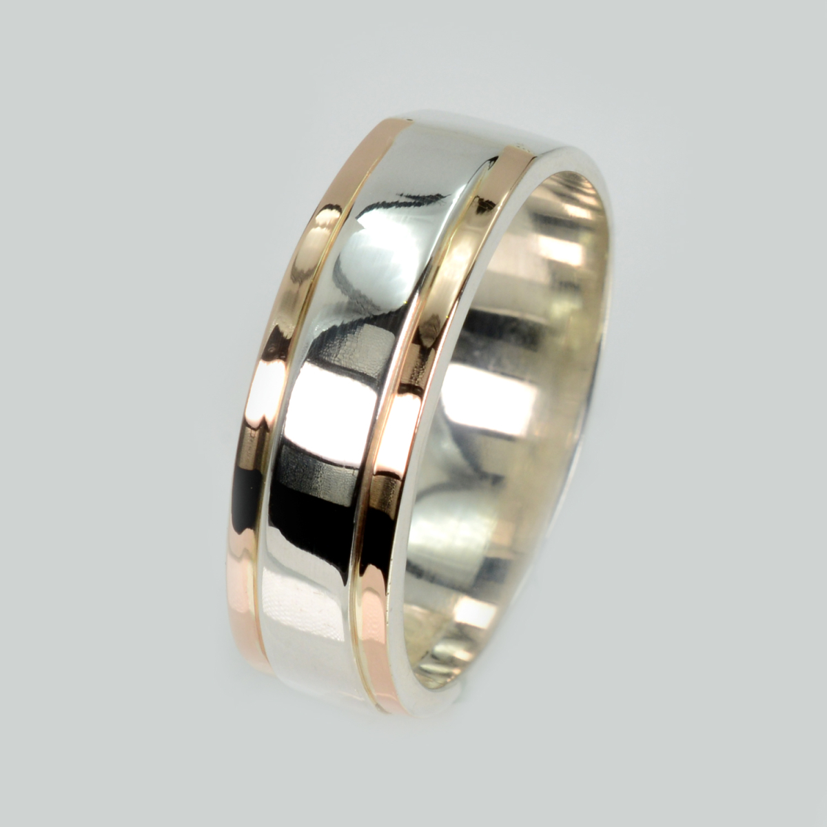 Обручка срібна з золотими вставками