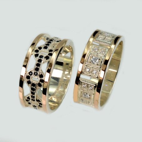 Пара срібних обручок з пластинами золота