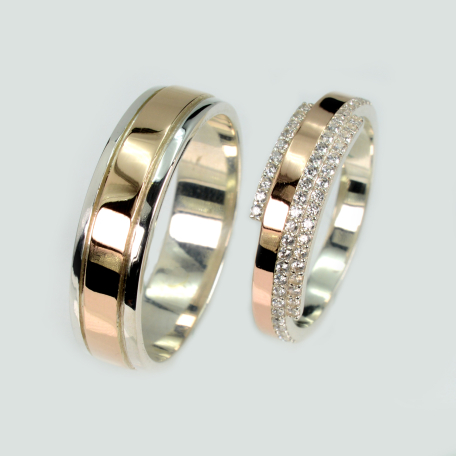 Пара срібних обручок з пластинами золота