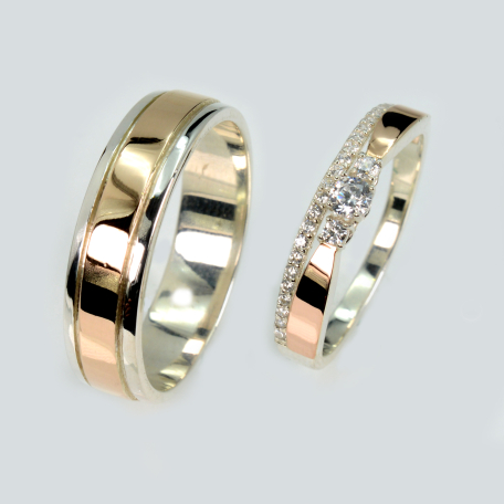 Пара срібних обручок з пластинами золота