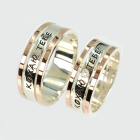 Обручка срібна з золотими пластинами "Кохаю тебе"