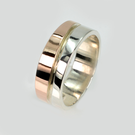 Срібна обручка з золотими пластинами