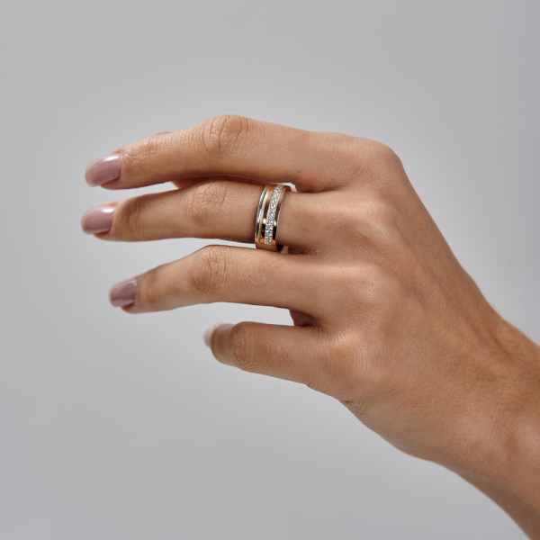 Обручка із срібла з золотом