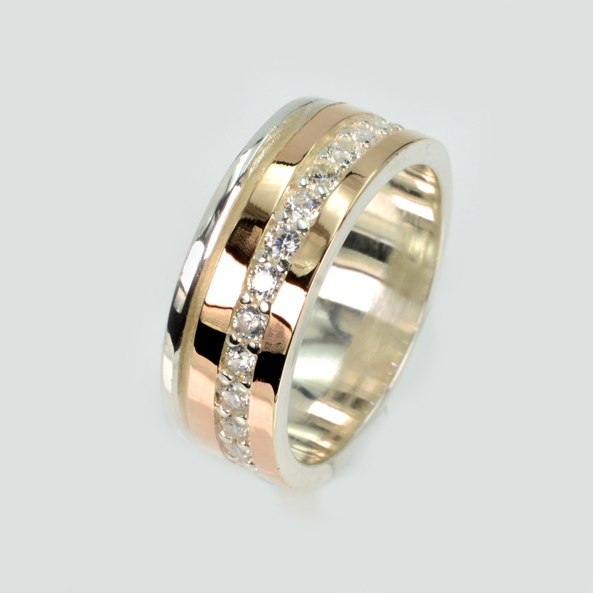 Обручка із срібла з золотом