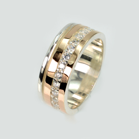 Срібна обручка з золотом