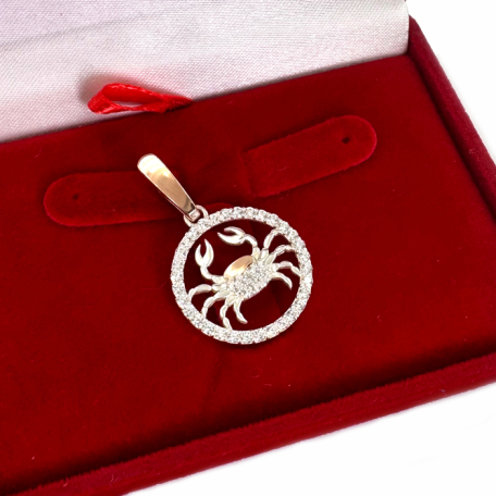 Підвіска знак зодіаку "Рак" срібна з пластинами золота