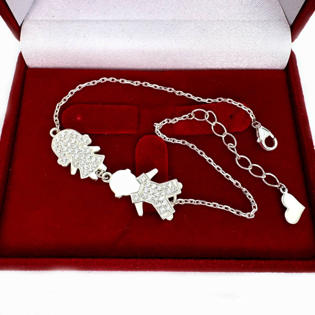 Срібний браслет для мами "хлопчик і дівчинка"