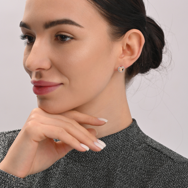 Сережки-вкрутки срібні з золотими пластинами