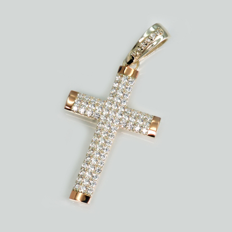 Серебряный крестик с золотыми пластинами