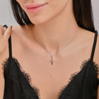 Срібний хрестик з золотими вставками