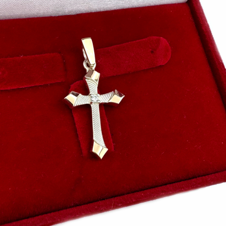 Серебрный крестик с золотыми вставками