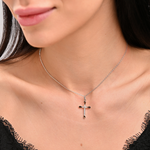 Срібних хрестик з золотими вставками