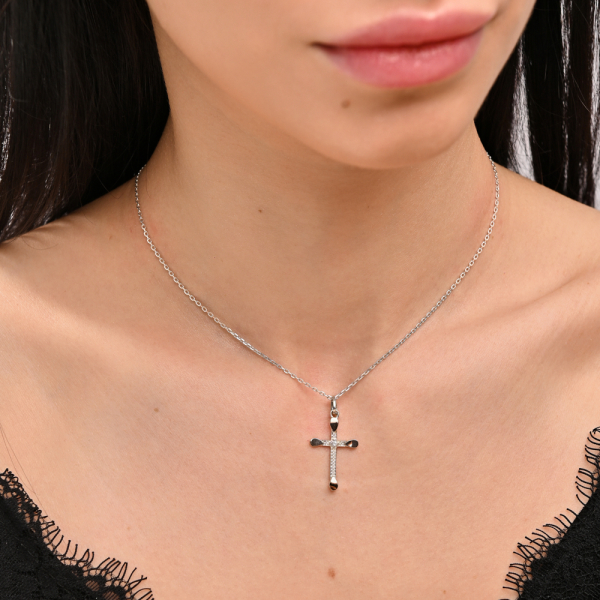 Срібних хрестик з золотими вставками