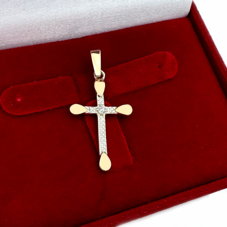 Серебрный крестик с золотыми вставками