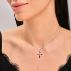 Срібних хрестик з золотими вставками