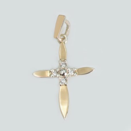 Серебрный крестик с золотыми вставками