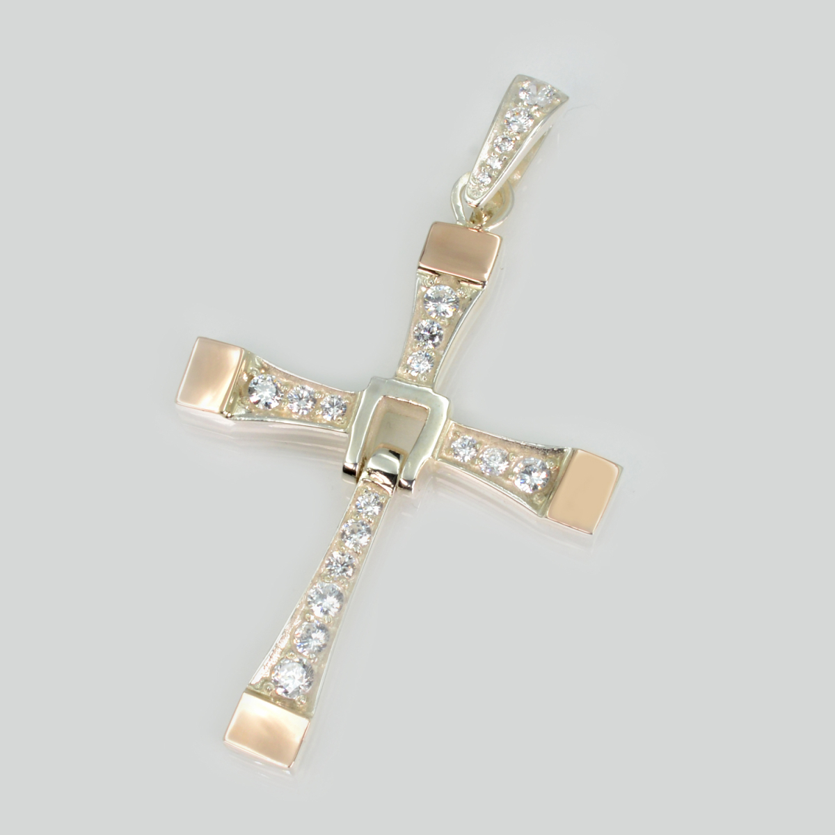 Срібний хрест з накладками з золота