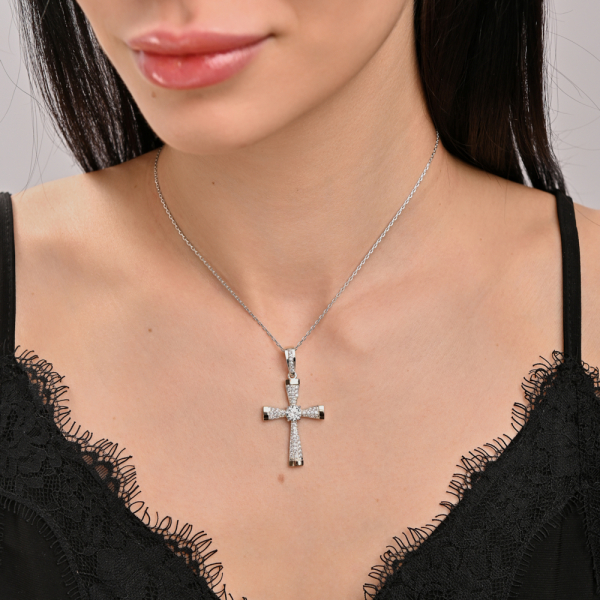 Срібний хрестик  з золотими вставками