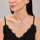 Срібний хрестик  з золотими вставками