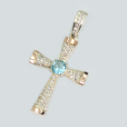 Срібний хрестик  з золотими вставками