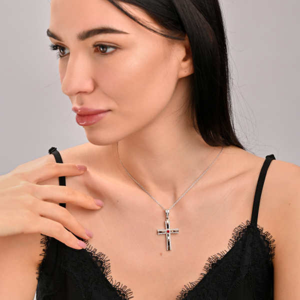 Срібний хрестик з напайками із золота