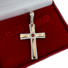 Срібний хрестик з напайками із золота