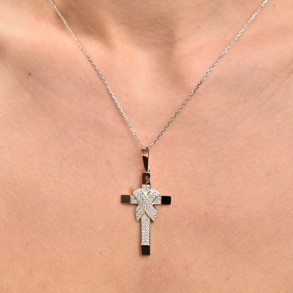 Чоловічий хрест срібло з золотом