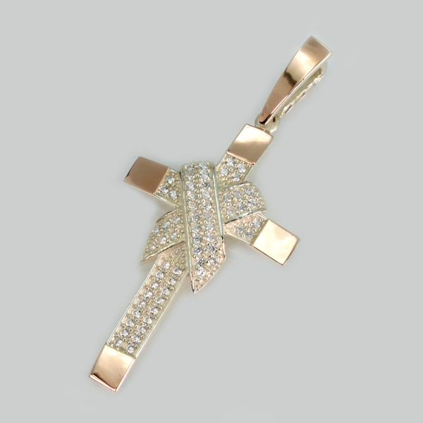 Чоловічий хрест срібло з золотом