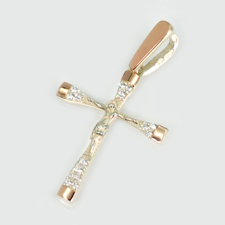 Серебрный крестик с золотыми вставками