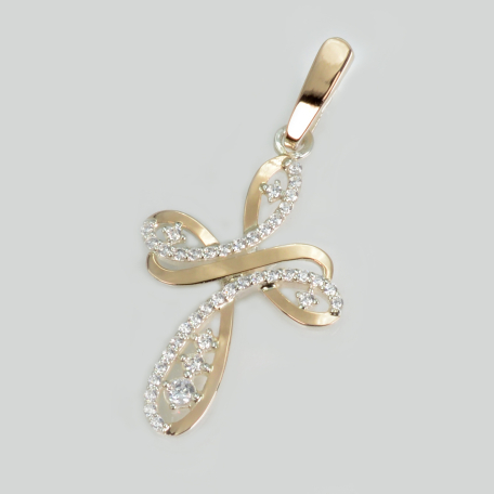 Серебряный крестик с золотыми вставками