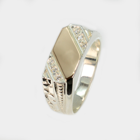 Серебряная печатка с накладками из золота