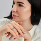 Обручка срібна з золотими пластинами