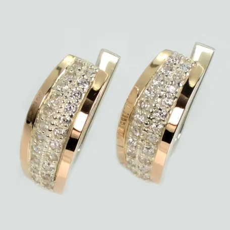 Срібні сережки з золотими пластинами