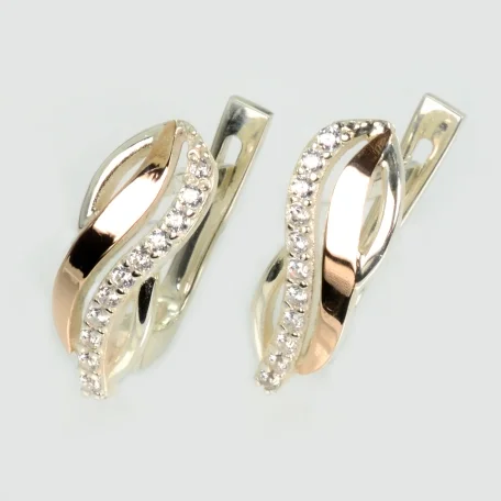 Срібні сережки з золотими пластинами