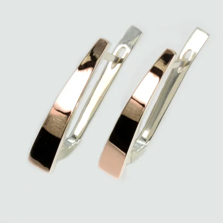 Срібні сережки з золотими пластинами