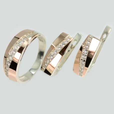 Срібний набір з золотими пластинами