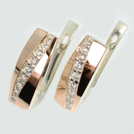 Срібні сережки з золотими пластинами