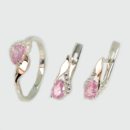 Срібний набір з золотими пластинами