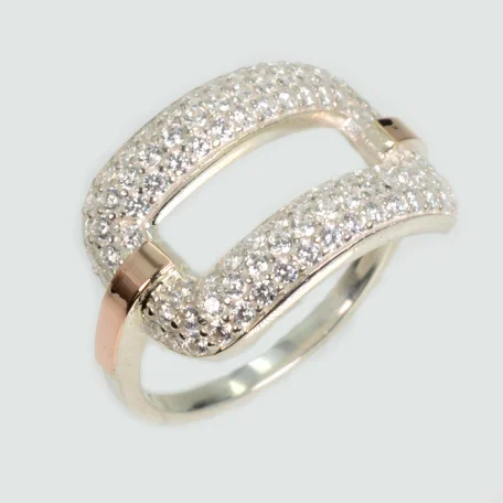 Срібна каблучка з золотими вставками