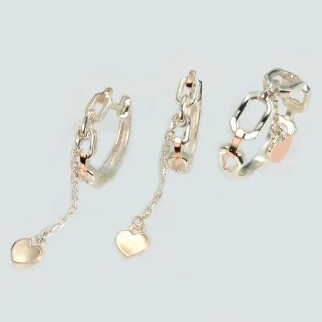 Срібний набір з золотими пластинами