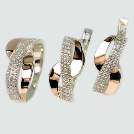 Срібний набір з золотими пластинами