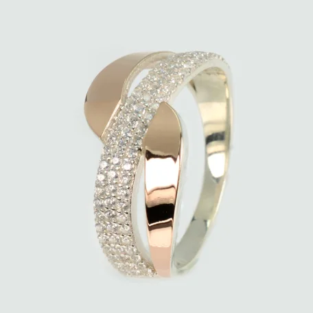 Срібна каблучка з золотими вставками