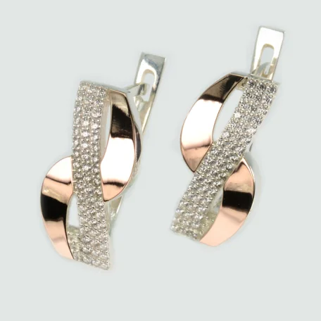 Срібні сережки з золотими пластинами